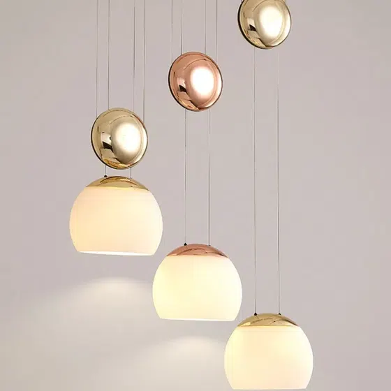 D10CM Adjustable Lift Glass Pendant Light in Iron and Zinc Alloy and Glass, product photograph
