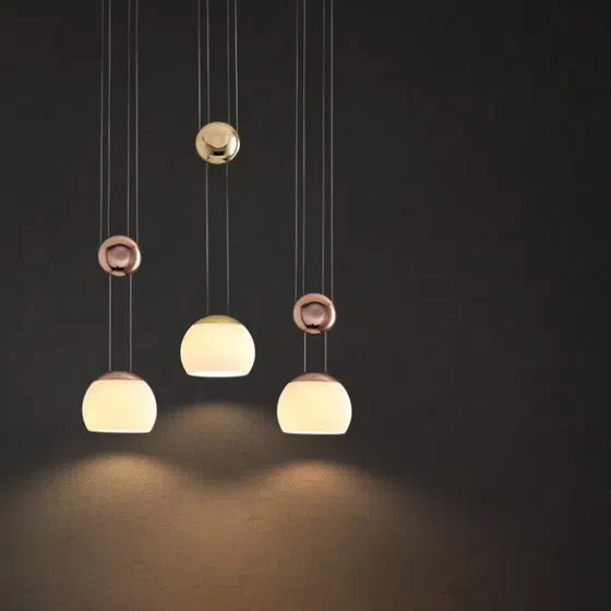 D10CM Adjustable Lift Glass Pendant Light in Iron and Zinc Alloy and Glass, scale view