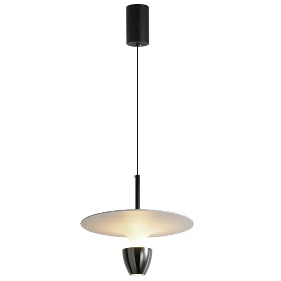 D30CM Aluminum Flying Saucer Pendant Lamp in Aluminum and Acrylic, product photograph