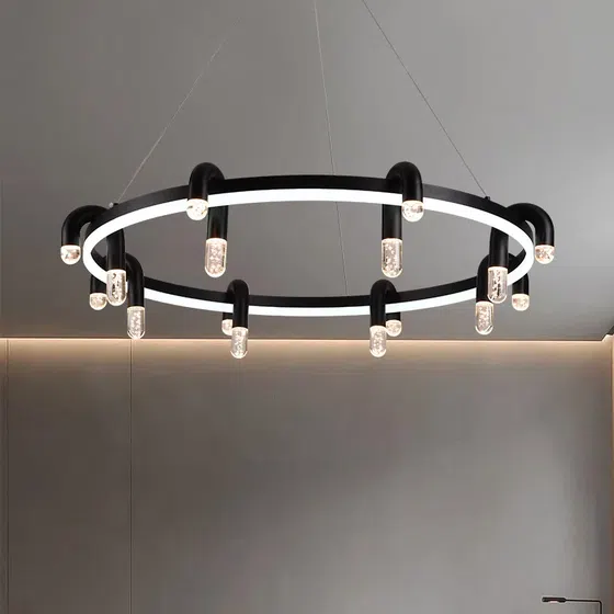 Aluminum Iron LED Pendant Lamp in Aluminum and Iron, installed view