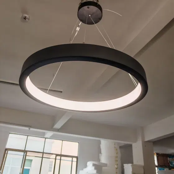 Black White Aluminum PC LED Pendant Light in Aluminum and PC, detail view