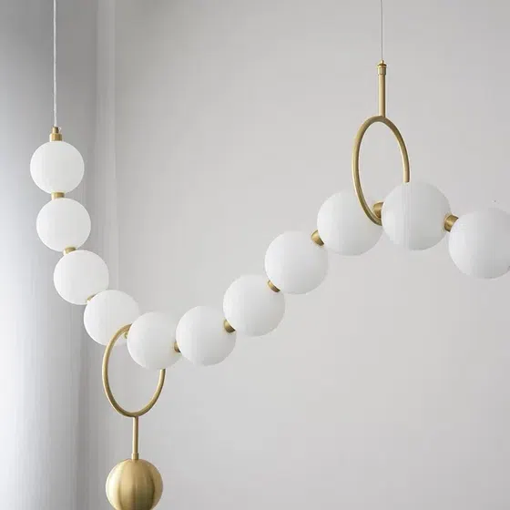 Aluminum PE Ball LED Pendant Light in Aluminum and PE, product photograph