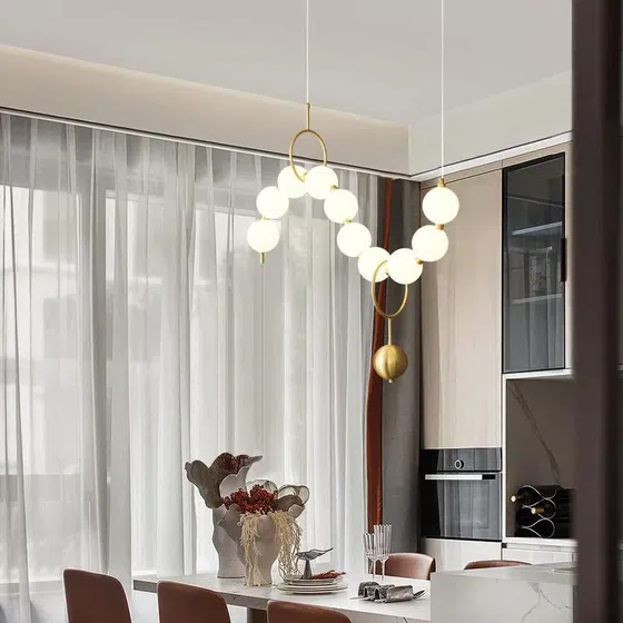 Aluminum PE Ball LED Pendant Light in Aluminum and PE, detail view