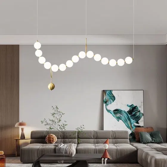Aluminum PE Ball LED Pendant Light in Aluminum and PE, scale view