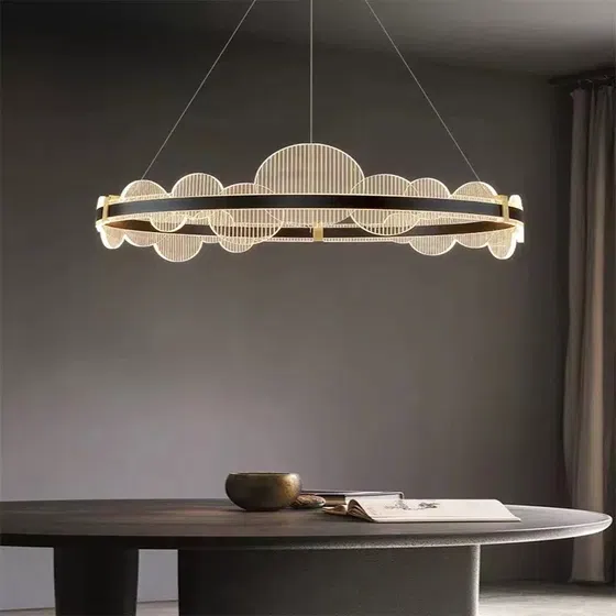 Aluminum Large Round Ring Pendant Light in Aluminum Spray Paint and Acrylic, detail view