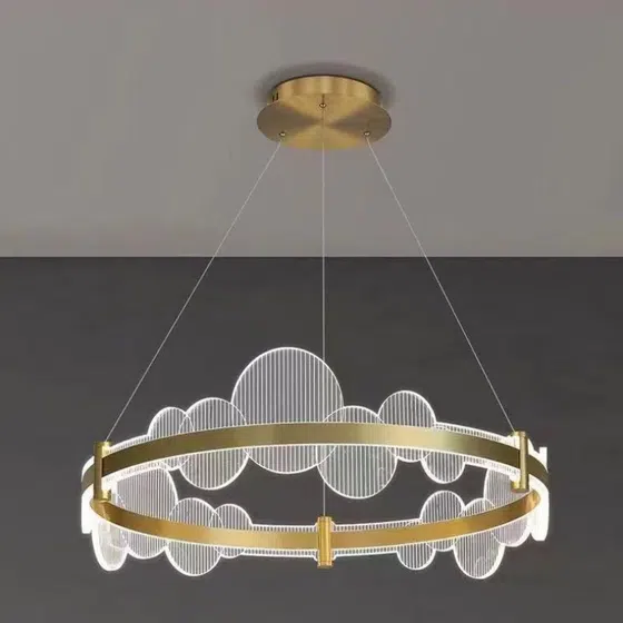 Aluminum Large Round Ring Pendant Light in Aluminum Spray Paint and Acrylic, installed view