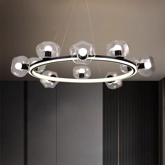 Black Aluminum Silicone LED Pendant Light in Aluminum and Silicone and Glass, product photograph
