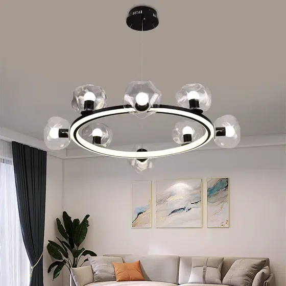Black Aluminum Silicone LED Pendant Light in Aluminum and Silicone and Glass, detail view