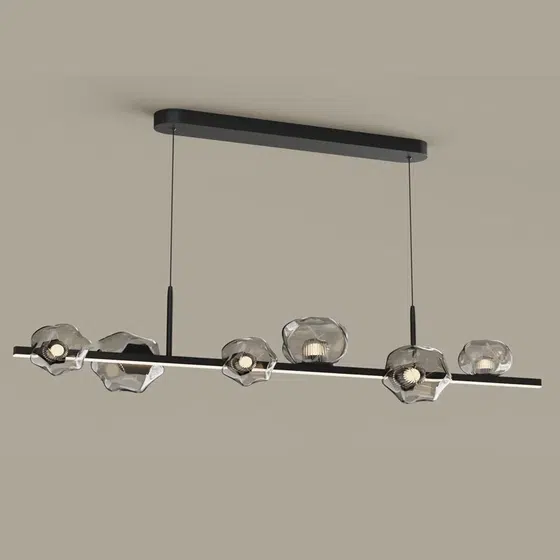 Black Aluminum Silicone LED Pendant Light in Aluminum and Silicone and Glass, installed view
