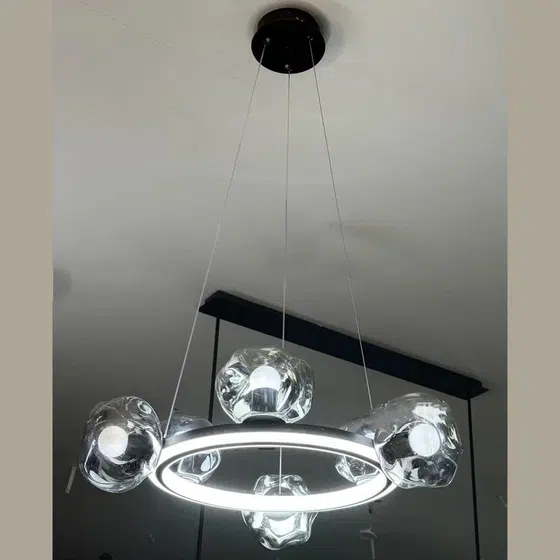 Black Aluminum Silicone LED Pendant Light in Aluminum and Silicone and Glass, scale view