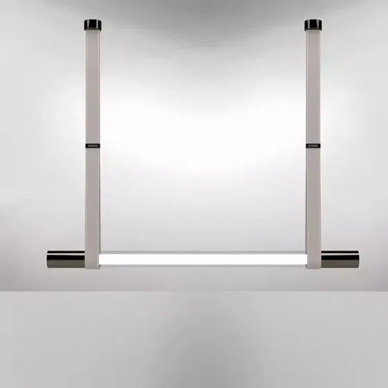 Aluminum Strip Glass LED Pendant Light in Acrylic and Aluminum and Striped Glass, product photograph