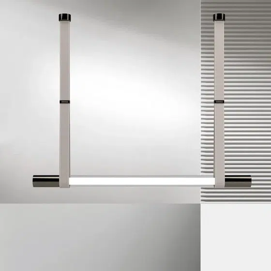 Aluminum Strip Glass LED Pendant Light in Acrylic and Aluminum and Striped Glass, detail view