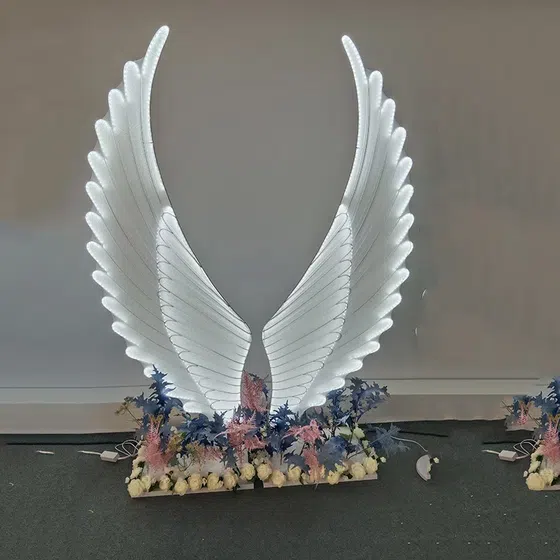 Angel Wings LED Wedding Floor Light in Iron and Fabric, product photograph