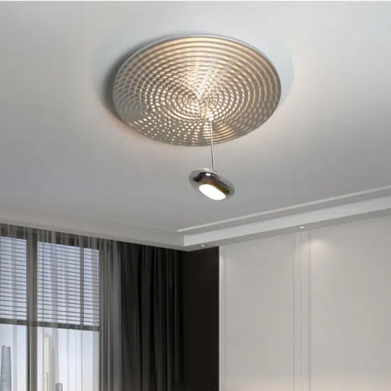 Art Gold Chrome Metal Pendant Light in Acrylic and PVC and Metal, detail view