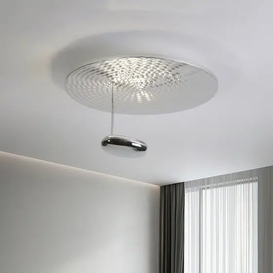 Art Gold Chrome Metal Pendant Light in Acrylic and PVC and Metal, installed view