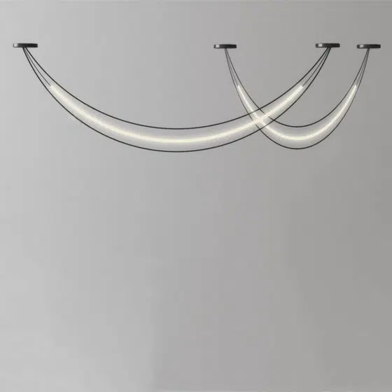 Art Linear Iron Black Pendant Lamp in Acrylic and Iron Plating, scale view