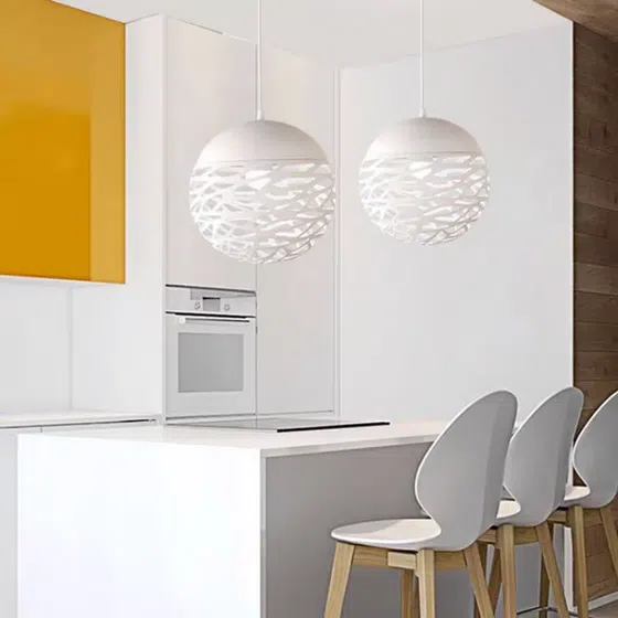 Ball Black White Pendant Lamp in Metal, detail view