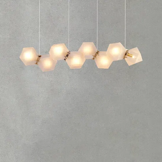Ball Glass Long Pendant Lamp in Glass and Hardware, product photograph
