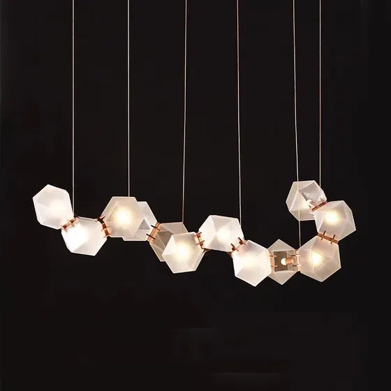 Ball Glass Long Pendant Lamp in Glass and Hardware, installed view
