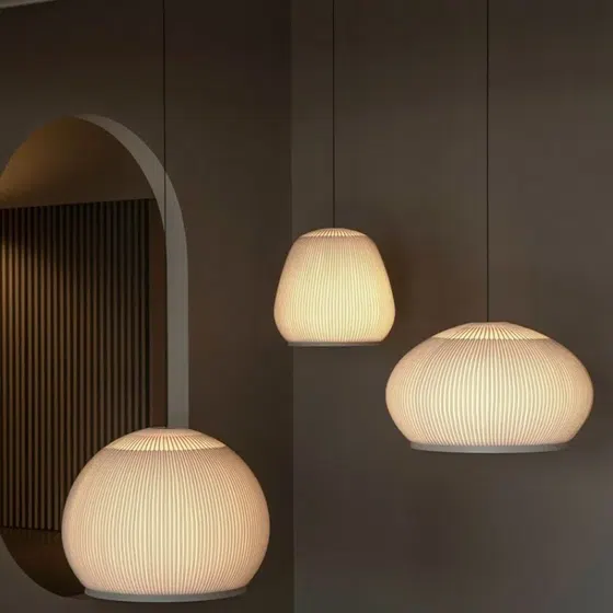 Beige Woven Fabric PE Pendant Light in PE and Woven Fabric, product photograph