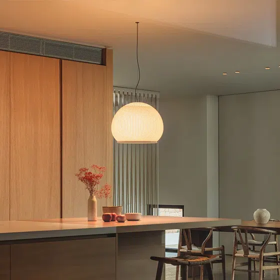 Beige Woven Fabric PE Pendant Light in PE and Woven Fabric, scale view