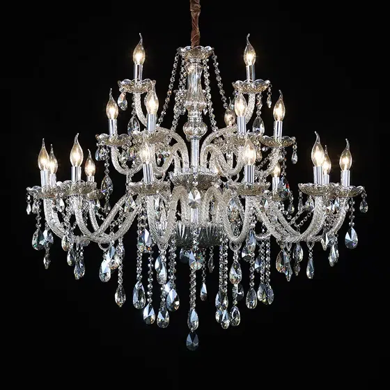 Big Crystal Fabric Brown Chandelier in Iron and Crystal and Glass and Fabric, installed view
