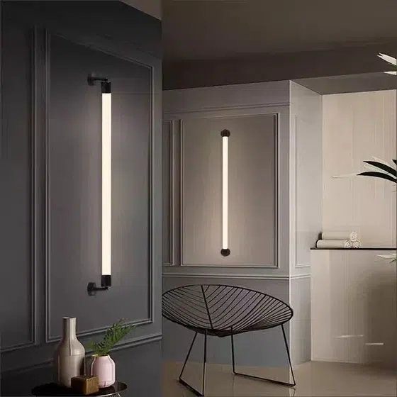 Black Copper LED Linear Wall Light in Iron and Aluminum and Acrylic, installed view