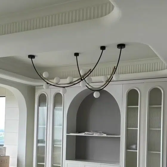G9 Black Gold Glass Ball Iron Pendant Lamp in Iron and Glass, scale view