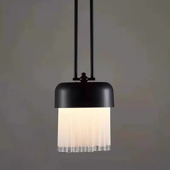 H183CM Black Hardware Glass Pendant Lamp in Hardware and Glass, product photograph