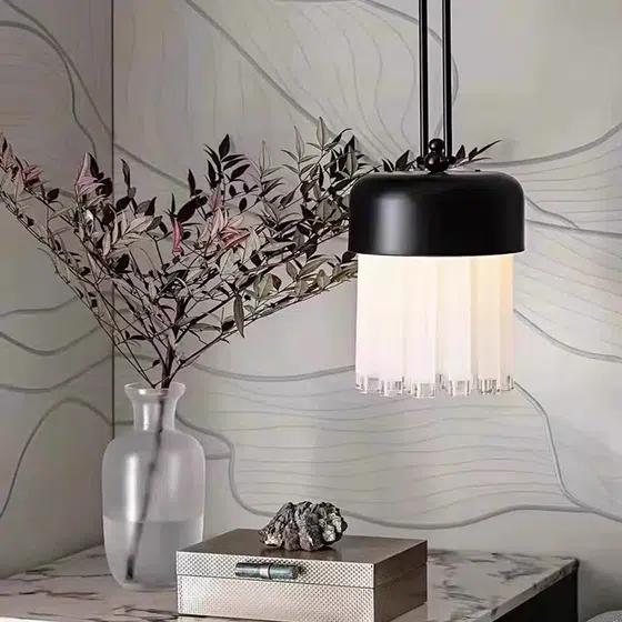 H183CM Black Hardware Glass Pendant Lamp in Hardware and Glass, installed view
