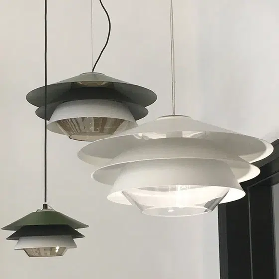 Black Small Round Metal Pendant Lamp in Metal, product photograph