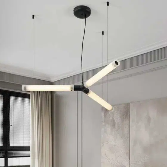 Black White Iron Acrylic Pendant Light in Acrylic and Iron Plating, product photograph