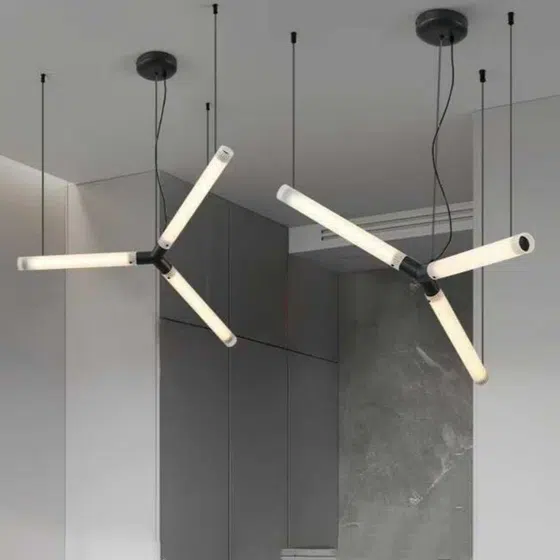 Black White Iron Acrylic Pendant Light in Acrylic and Iron Plating, installed view