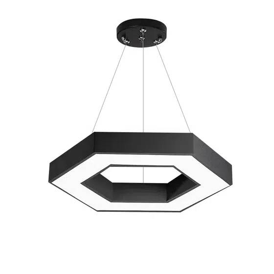 Black White Hexagon Pendant Light in Aluminum and PC, product photograph