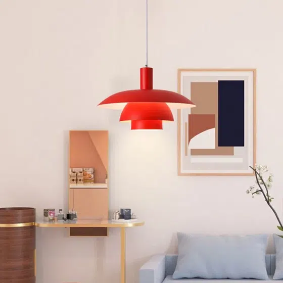 D30cm Black White Red Pink Pendant Lamp in Aluminum, installed view