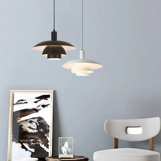 D30cm Black White Red Pink Pendant Lamp in Aluminum, scale view