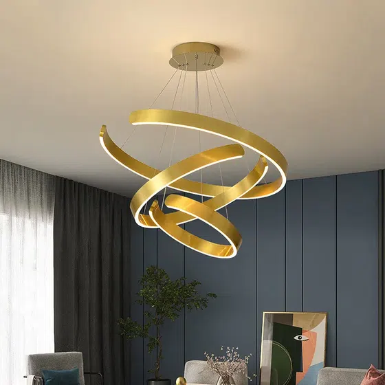 Black White Gold Rose Gold Ring Acrylic Pendant Lamp in Aluminum and Acrylic, detail view