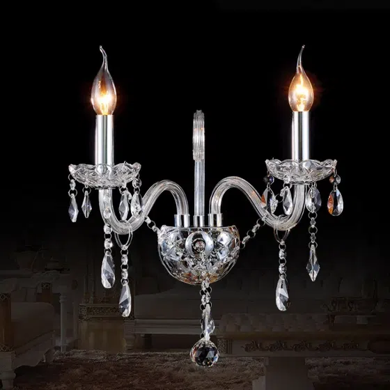 Black Clear Red Gold Crystal Wall Lamp in Iron and Glass and Crystal, detail view