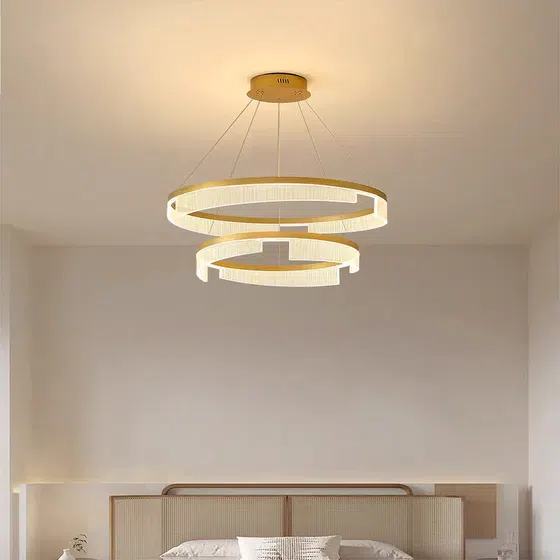 Black Gold Acrylic Round Pendant Light in Aluminum Spray Paint and Acrylic, product photograph
