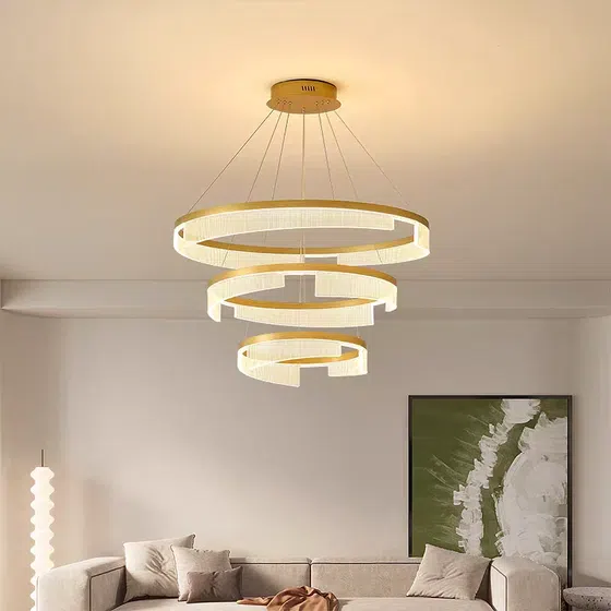 Black Gold Acrylic Round Pendant Light in Aluminum Spray Paint and Acrylic, scale view