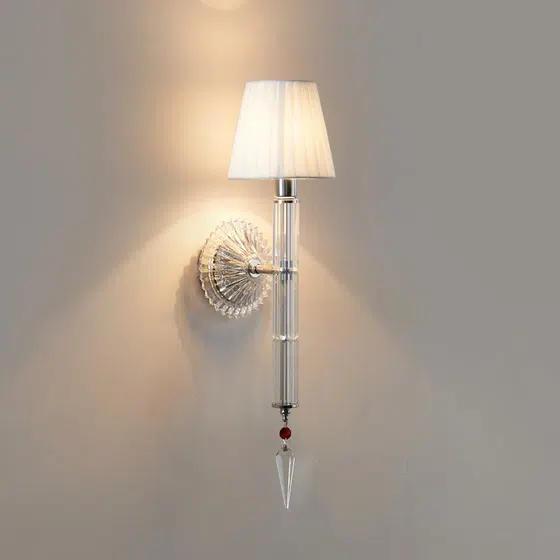 Clear Gold Black Red Champagne Crystal Wall Lamp in Iron and Glass and Crystal, detail view