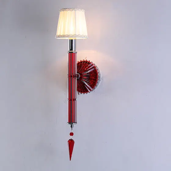 Clear Gold Black Red Champagne Crystal Wall Lamp in Iron and Glass and Crystal, installed view