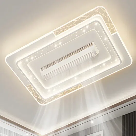 Large Wind Bladeless LED Ceiling Fan Lamp in Metal and PC and Acrylic, detail view