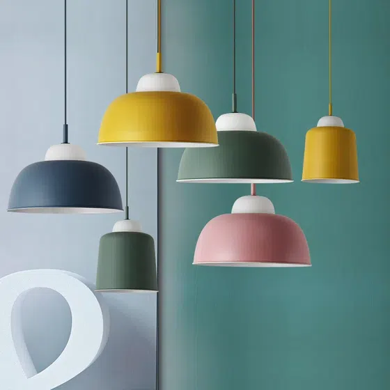 Bowl Shape Single Head LED Pendant Light in Metal, product photograph