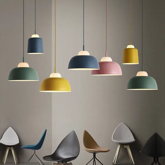 Bowl Shape Single Head LED Pendant Light in Metal, detail view