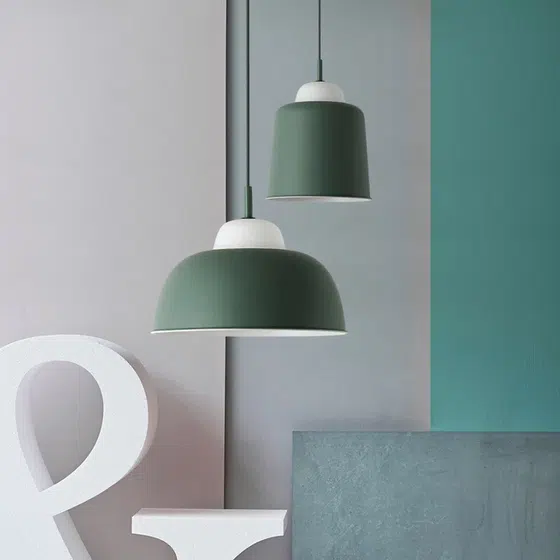 Bowl Shape Single Head LED Pendant Light in Metal, installed view