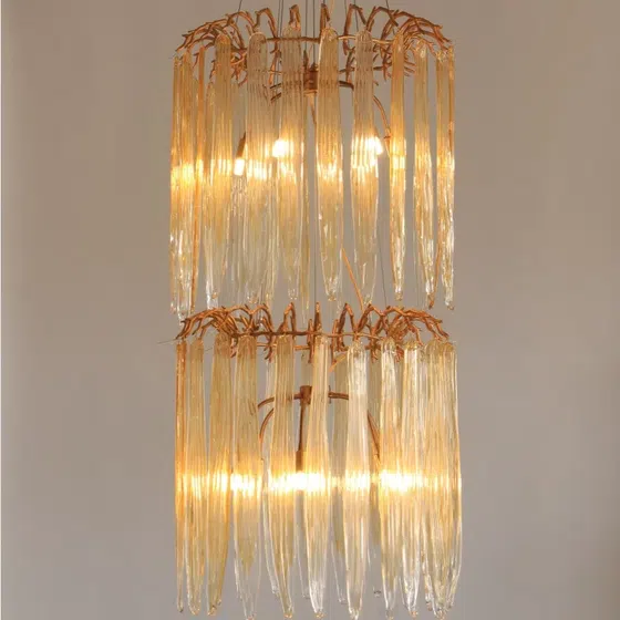 Branch Glass Chandelier Large Leaf in Copper and Glass, product photograph