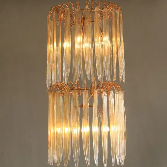 Branch Glass Chandelier Large Leaf in Copper and Glass, scale view