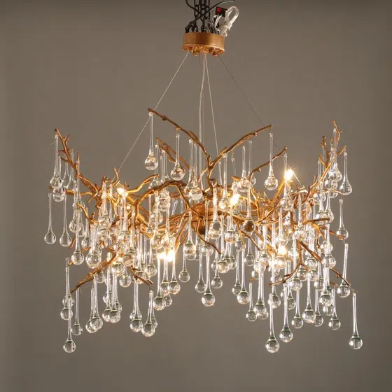 Branch TearDrop Chandelier Copper in Copper and Glass, product photograph