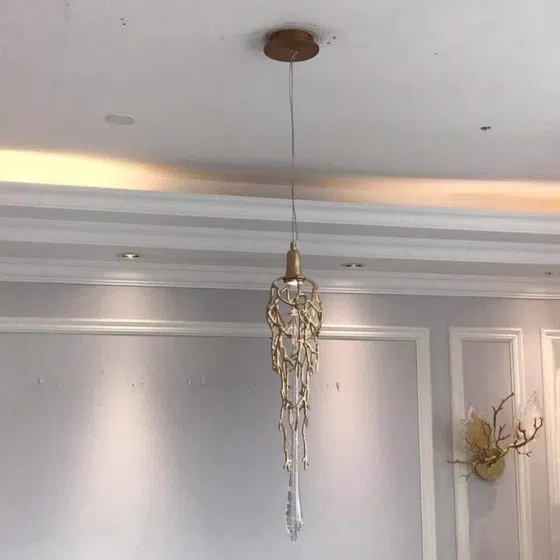 H88CM Brass Chandelier Copper Crystal in Copper and Crystal, scale view
